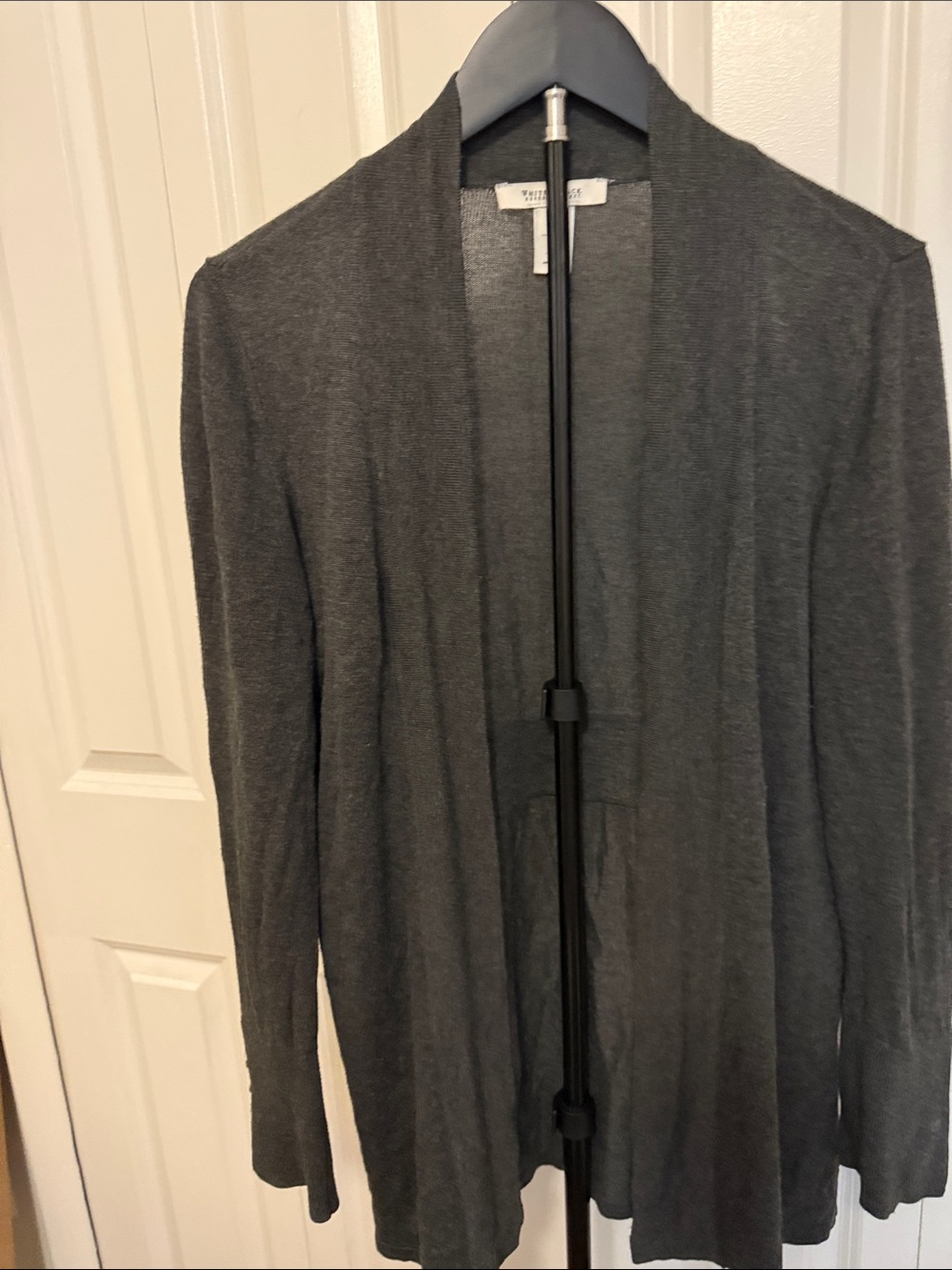 White House Black Market Charcoal Open-Front Cardigan